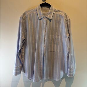 AYR Light Blue and White Striped Button-Down Shirt
